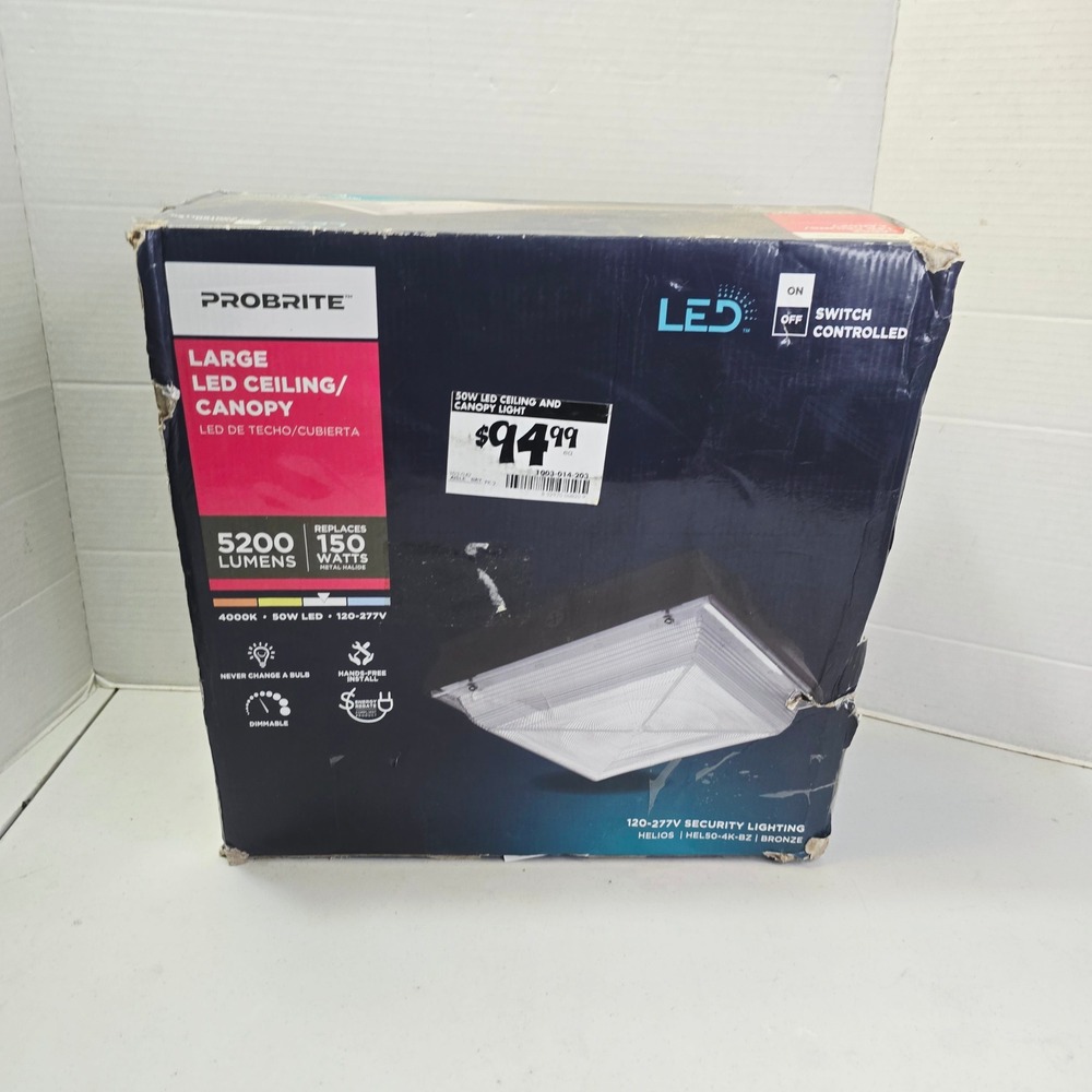 PROBRITE HEL50-4K-BZ Helios Large LED Ceiling Canopy Light Bronze 5200LM